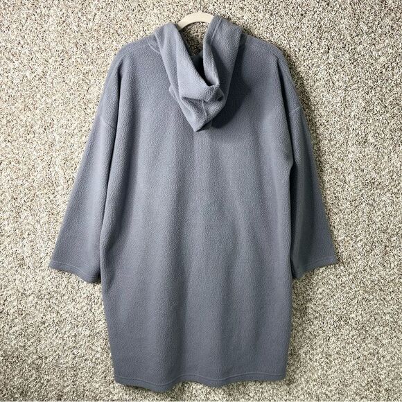 Koolaburra Gray Sherpa Fleece Oversized Pullover Hoodie Lounger Medium - Picture 3 of 7